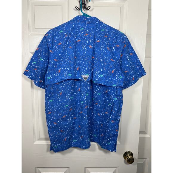 Men's Columbia PFG Outdoor Fishing Short Sleeve Button Front Short Top Medium - Picture 3 of 7